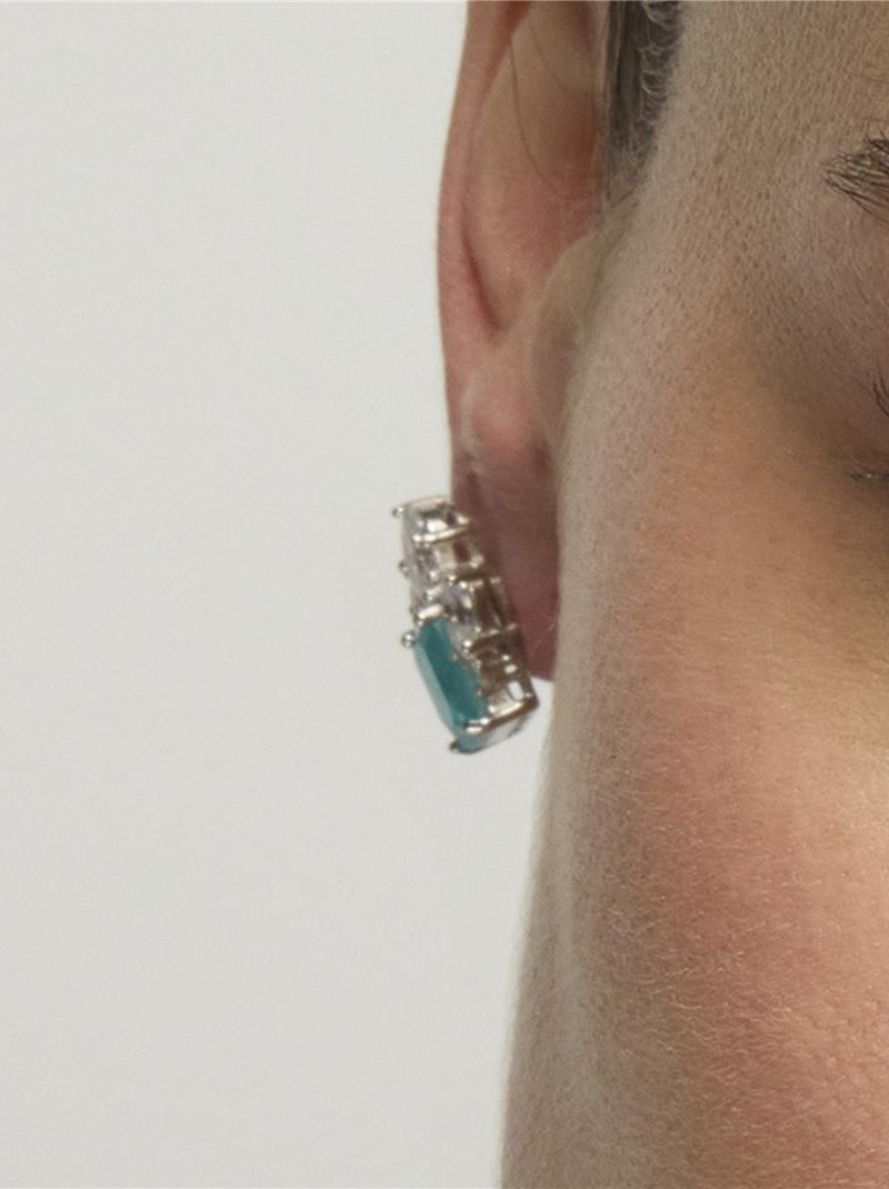 Luxenter Boucles d'oreilles en argent 925 et quartz hydrothermal aigue-marine plaqué rhodium - Lania Bleu - Kiabi