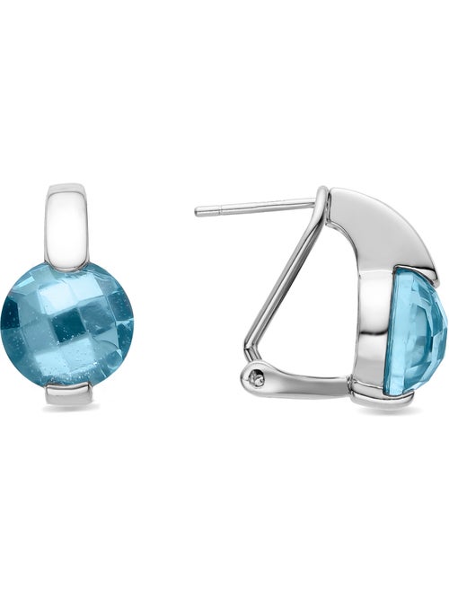 Luxenter Boucles d'oreilles en argent 925 et zircon aigue-marine rhodié - Laram - Kiabi