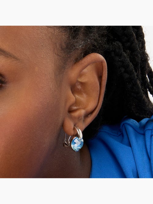 Luxenter Boucles d'oreilles en argent 925 et zircon aigue-marine rhodié - Laram - Kiabi