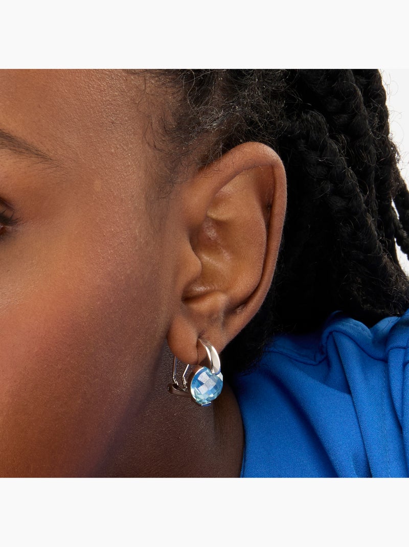 Luxenter Boucles d'oreilles en argent 925 et zircon aigue-marine rhodié - Laram Bleu - Kiabi