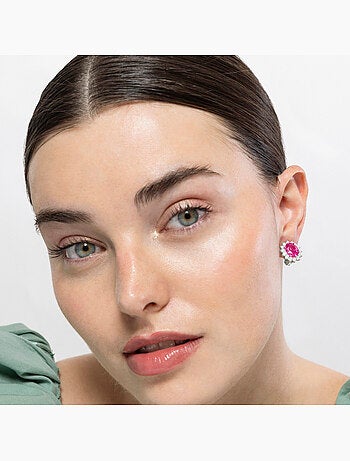 Luxenter Boucles d'oreilles en argent 925 et zircon rose plaqué rhodium - Dinoc