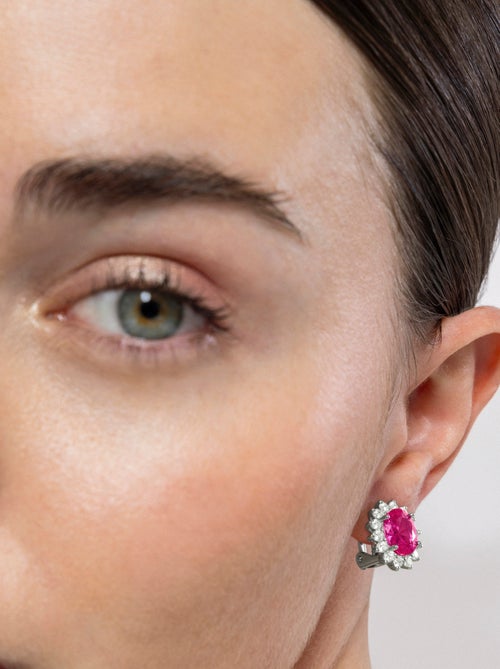 Luxenter Boucles d'oreilles en argent 925 et zircon rose plaqué rhodium - Dinoc - Kiabi