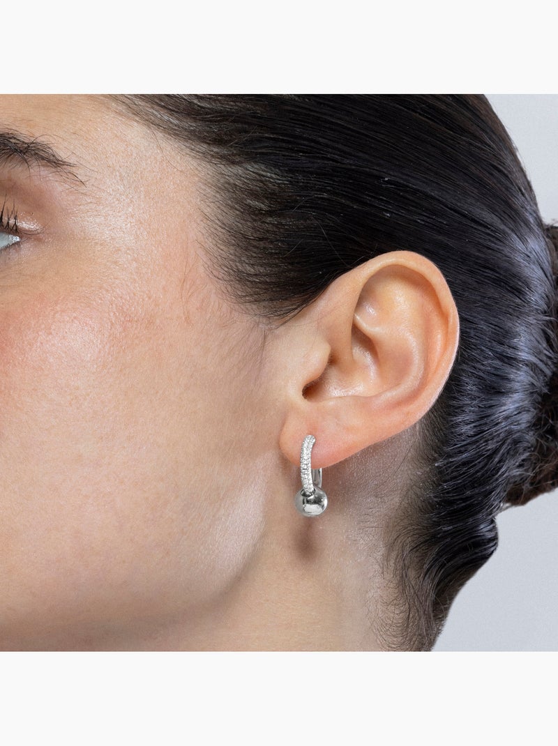 Luxenter Boucles d'oreilles en argent 925 et zirconium brillant plaqué Rhodium - Kigen Blanc - Kiabi