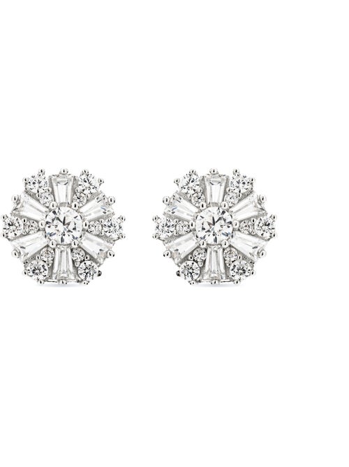 Luxenter Boucles d'oreilles en argent 925 et zirconium brillant plaqué Rhodium - Lorush - Kiabi