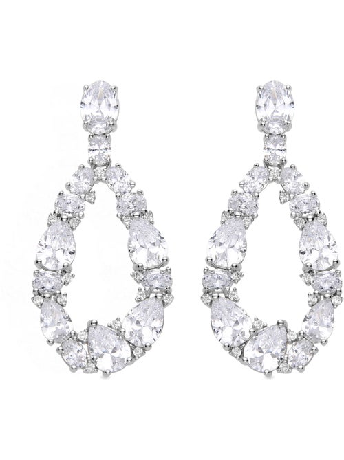 Luxenter Boucles d'oreilles en argent 925 et zirconium brillant plaqué Rhodium - Madne - Kiabi