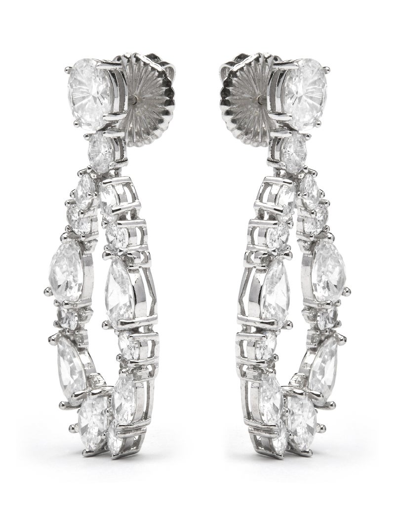 Luxenter Boucles d'oreilles en argent 925 et zirconium brillant plaqué Rhodium - Madne Blanc - Kiabi