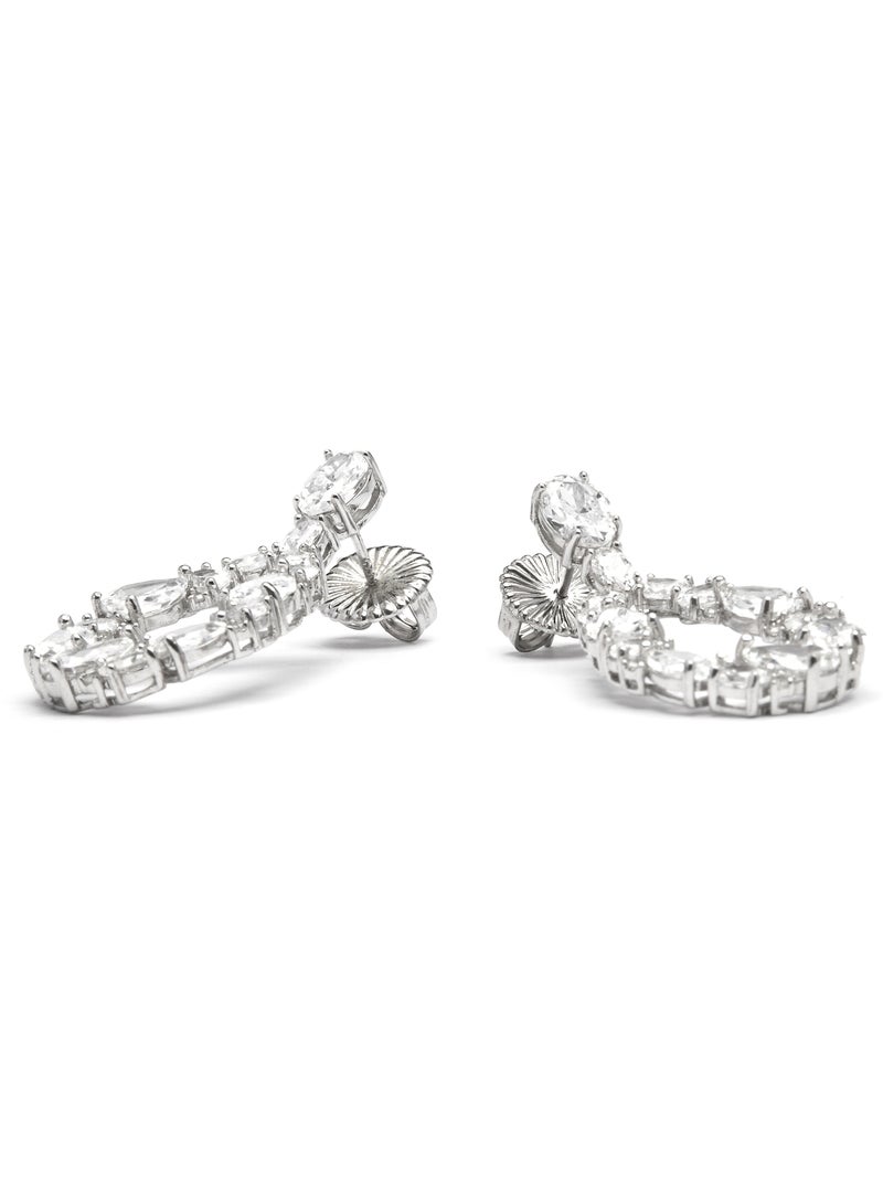 Luxenter Boucles d'oreilles en argent 925 et zirconium brillant plaqué Rhodium - Madne Blanc - Kiabi