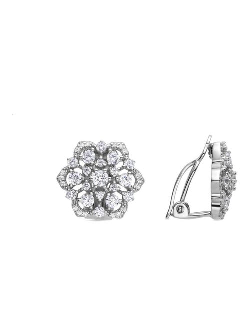 Luxenter Boucles d'oreilles en argent 925 et zirconium brillant plaqué Rhodium - Soori - Kiabi