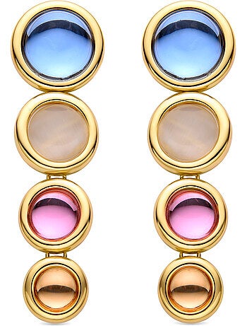 Luxenter Boucles d'oreilles en cristal multicolore finies et plaqué or 18k - Longki