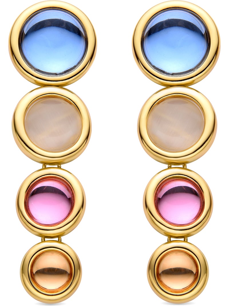 Luxenter Boucles d'oreilles en cristal multicolore finies et plaqué or 18k - Longki Multicolore - Kiabi