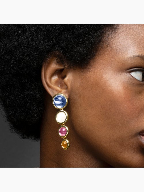 Luxenter Boucles d'oreilles en cristal multicolore finies et plaqué or 18k - Longki - Kiabi