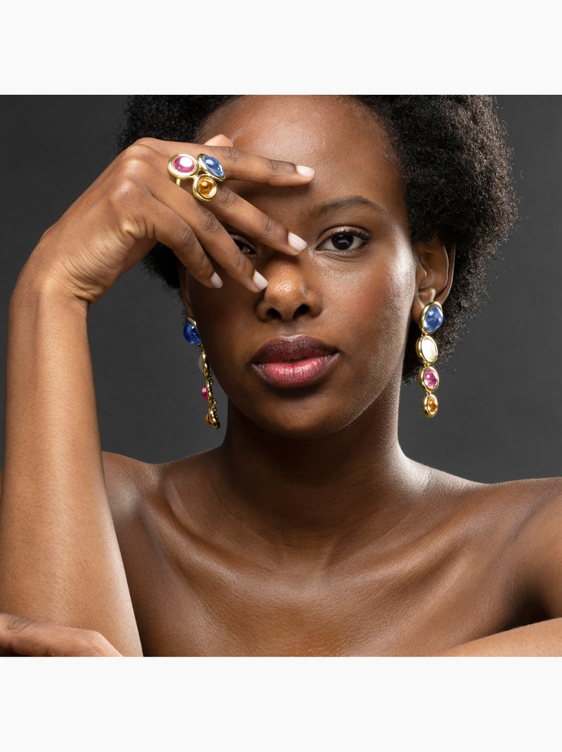 Luxenter Boucles d'oreilles en cristal multicolore finies et plaqué or 18k - Longki Multicolore - Kiabi