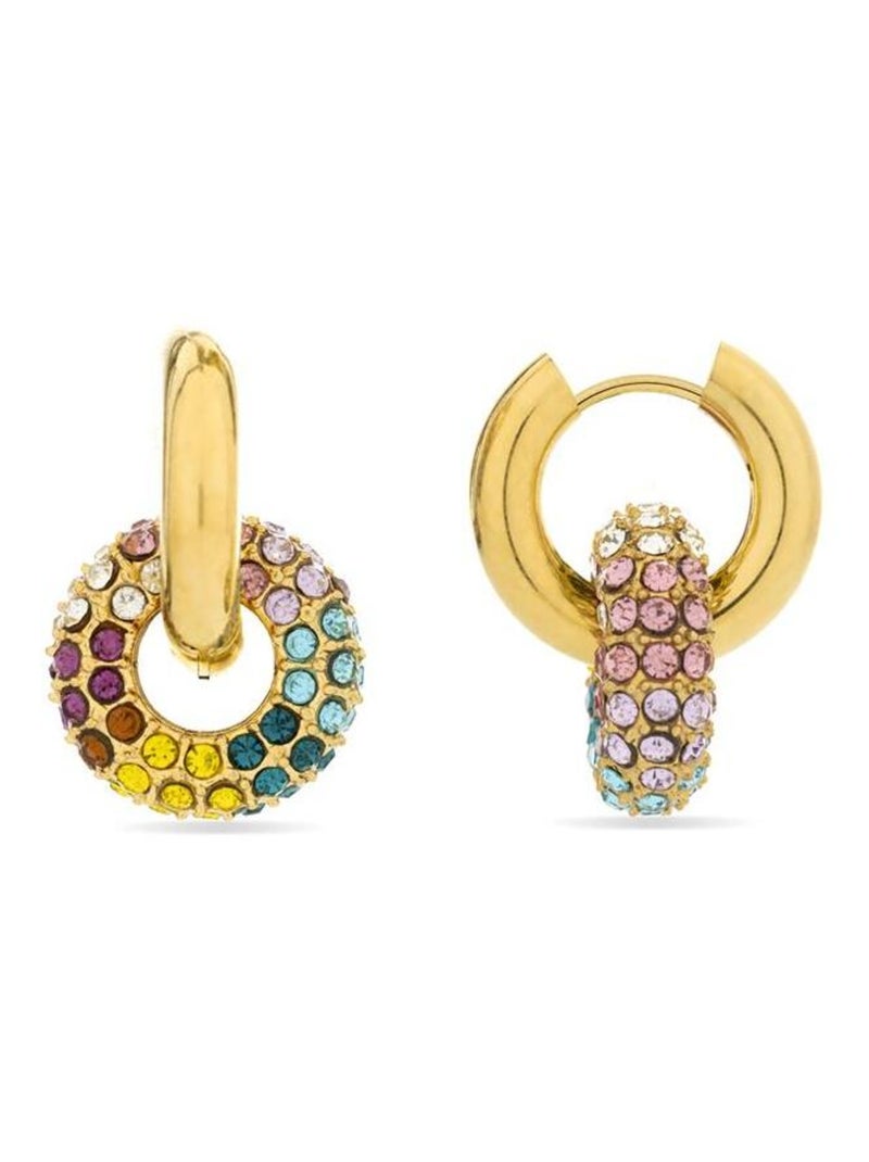 Luxenter Boucles d'oreilles en cristal multicolore finies plaqué or jaune 18 carats - Rawe Multicolore - Kiabi