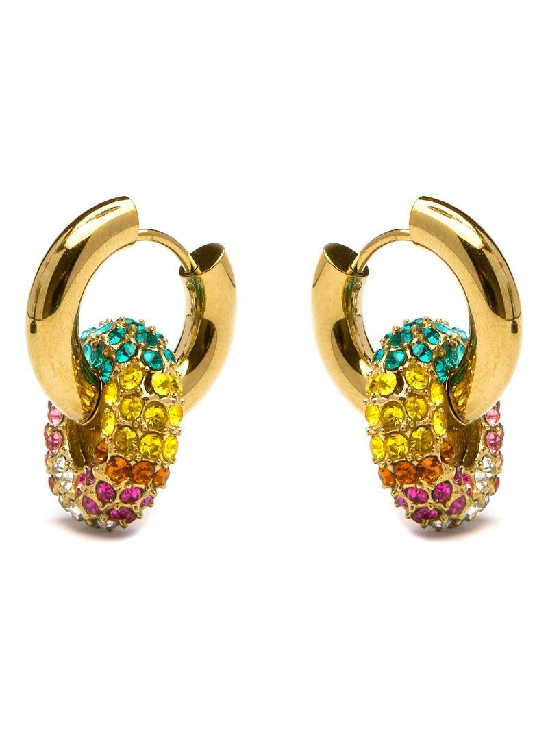 Luxenter Boucles d'oreilles en cristal multicolore finies plaqué or jaune 18 carats - Rawe Multicolore - Kiabi