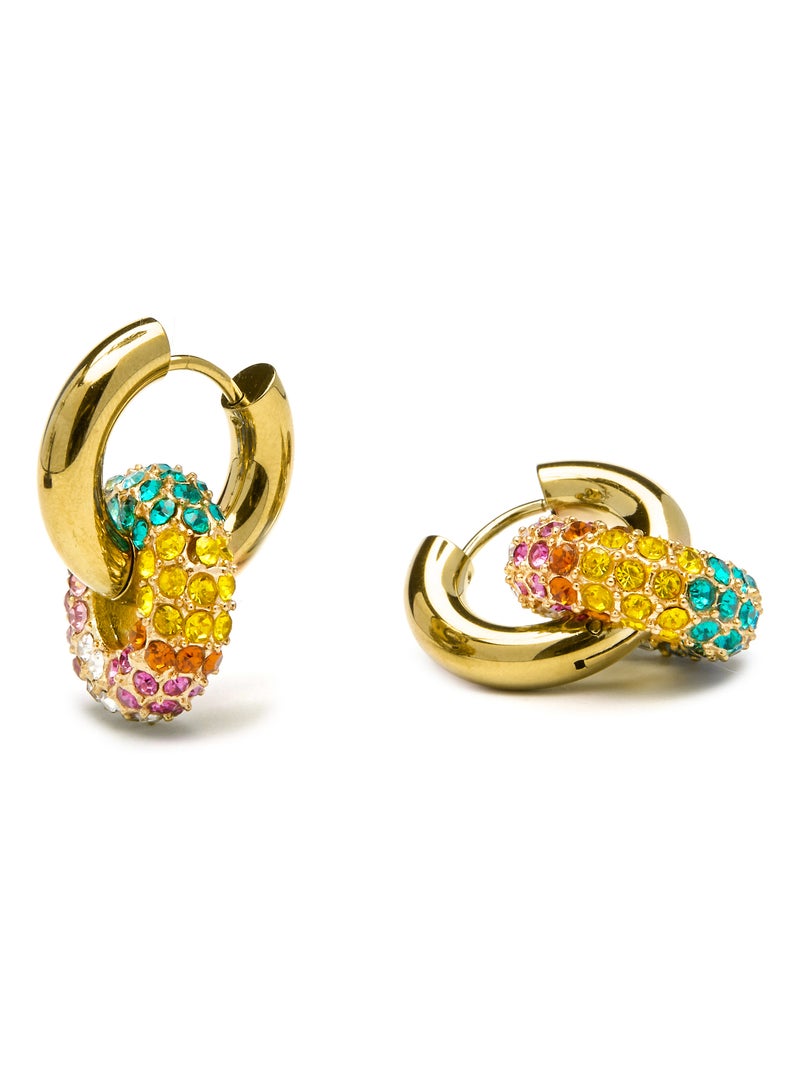 Luxenter Boucles d'oreilles en cristal multicolore finies plaqué or jaune 18 carats - Rawe Multicolore - Kiabi