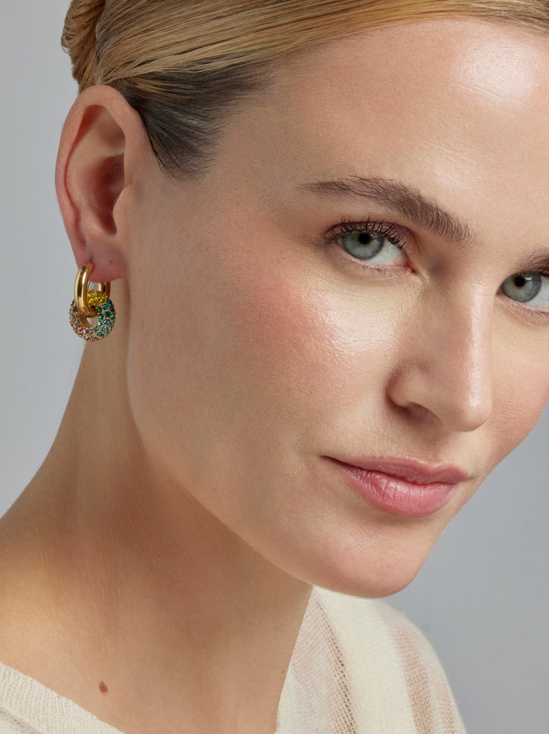 Luxenter Boucles d'oreilles en cristal multicolore finies plaqué or jaune 18 carats - Rawe Multicolore - Kiabi