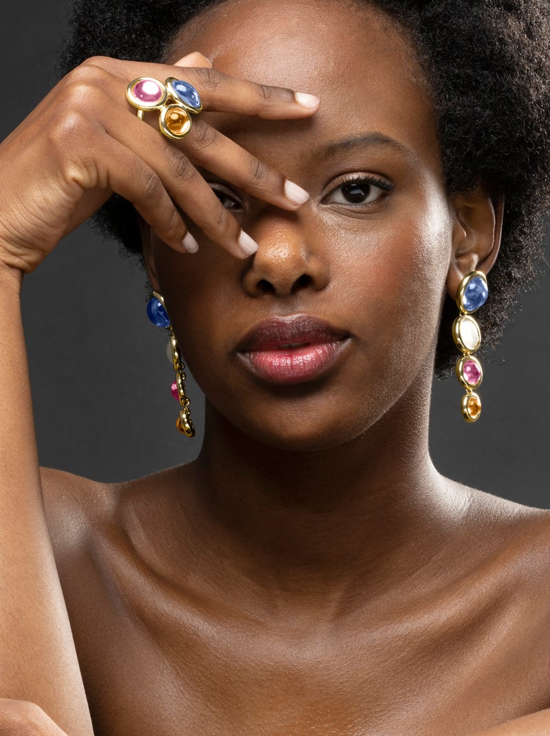 Luxenter Boucles d'oreilles en cristal multicolore finies plaqué or jaune 18K - Longki Multicolore - Kiabi