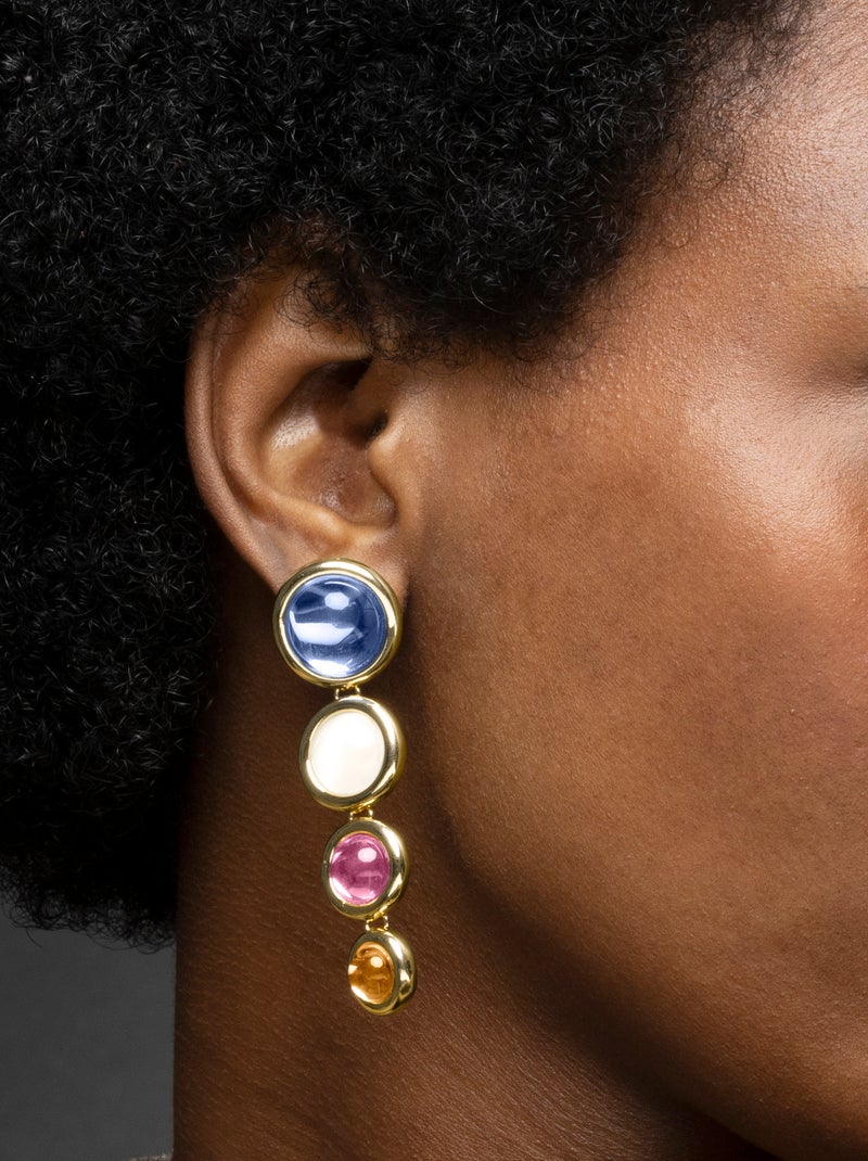 Luxenter Boucles d'oreilles en cristal multicolore finies plaqué or jaune 18K - Longki Multicolore - Kiabi