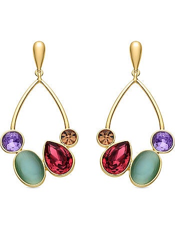 Luxenter Boucles d'oreilles et plaqué or 18k avec zircons multicolores - Mortha