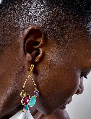 Luxenter Boucles d'oreilles et plaqué or 18k avec zircons multicolores - Mortha