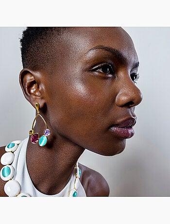 Luxenter Boucles d'oreilles et plaqué or 18k avec zircons multicolores - Mortha