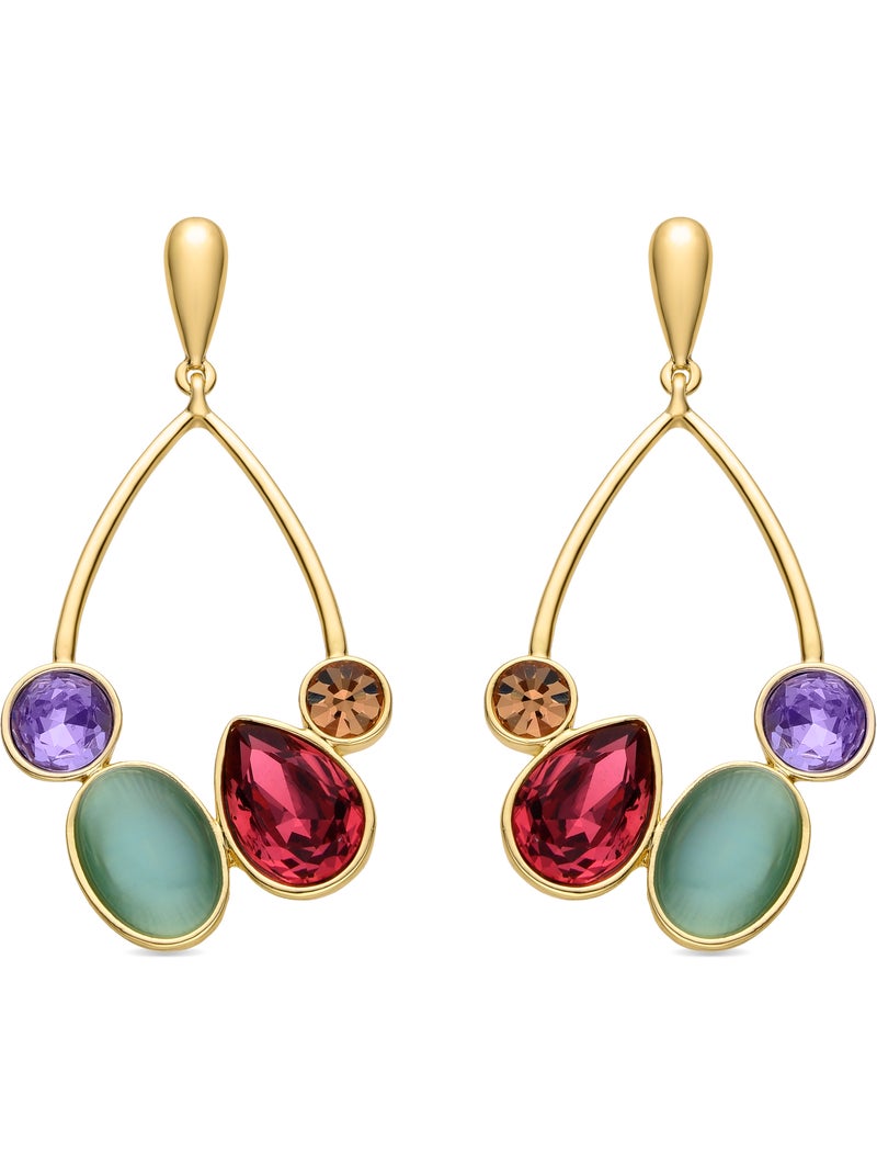 Luxenter Boucles d'oreilles et plaqué or 18k avec zircons multicolores - Mortha Multicolore - Kiabi