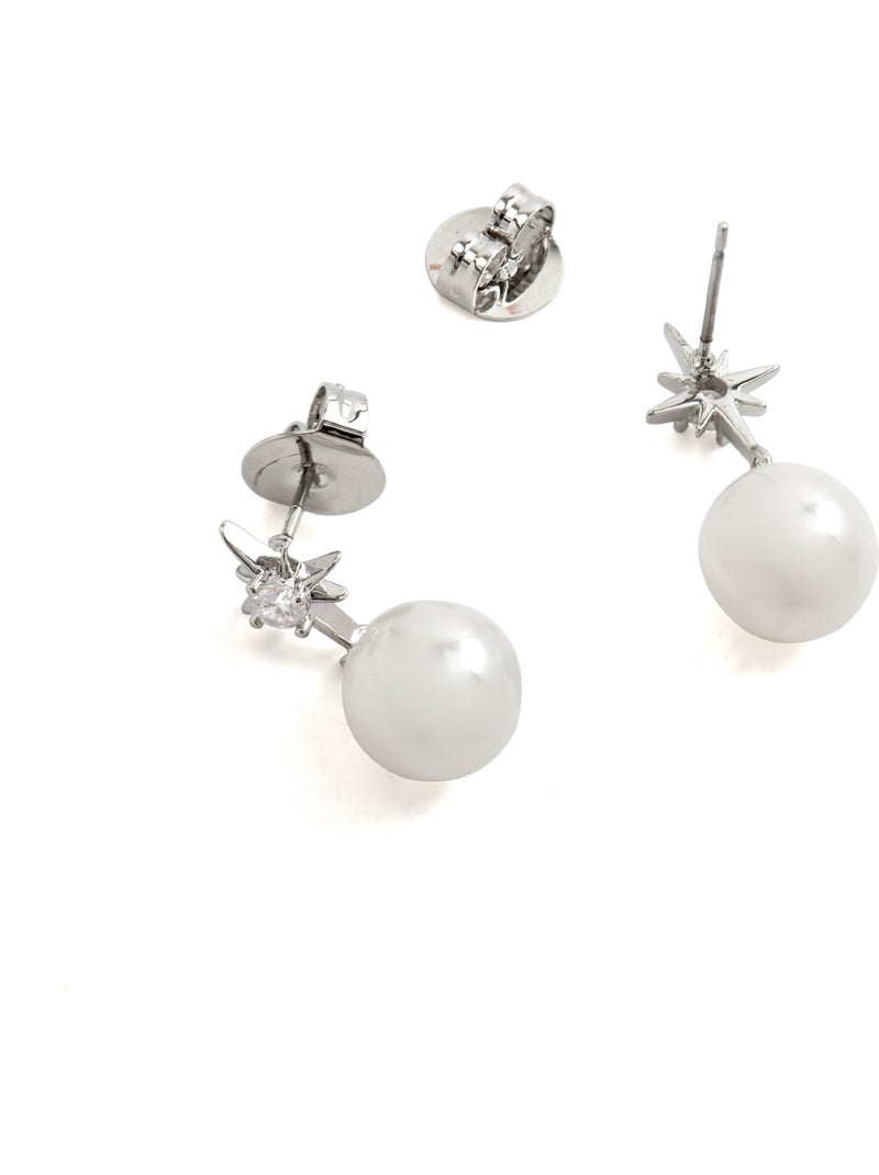 Luxenter Boucles d'oreilles Miara finition argentée Blanc - Kiabi