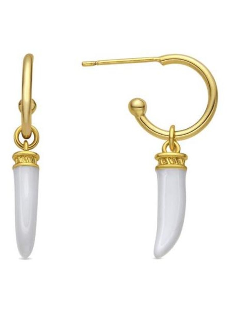 Luxenter Boucles d'oreilles or jaune 18k et résine crème - Khira Multicolore - Kiabi