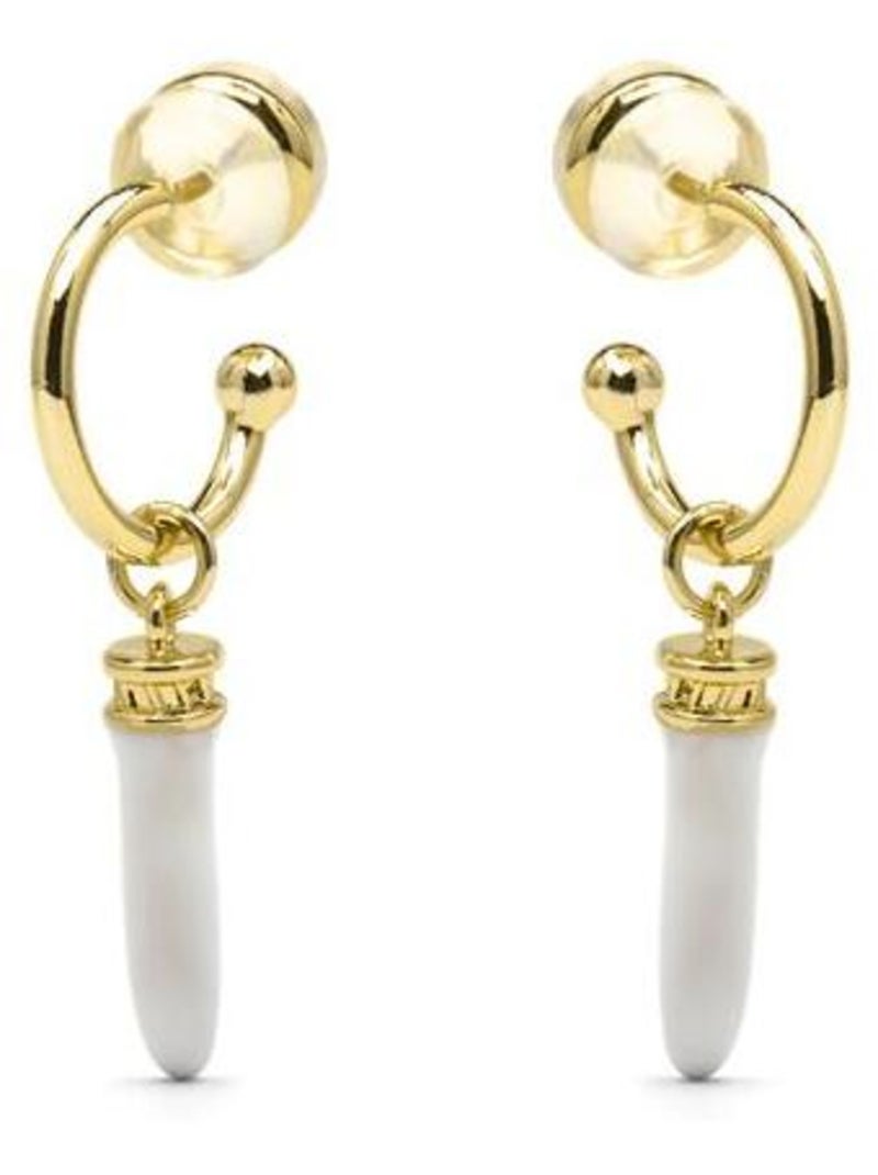 Luxenter Boucles d'oreilles or jaune 18k et résine crème - Khira Multicolore - Kiabi
