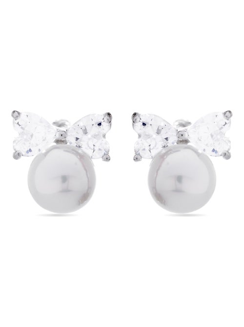 Luxenter Boucles d'oreilles Theria en argent sterling 925 et perles plaquées rhodium blanc - Kiabi