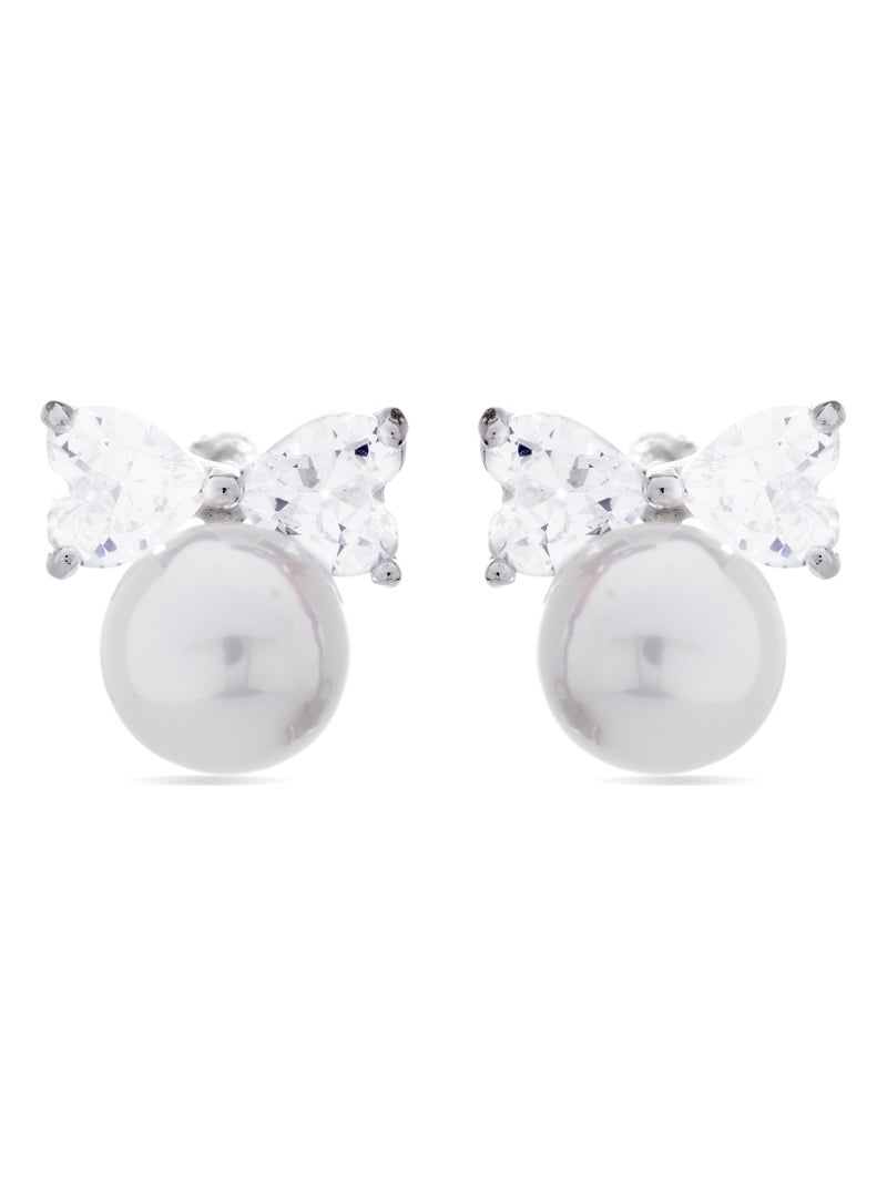 Luxenter Boucles d'oreilles Theria en argent sterling 925 et perles plaquées rhodium blanc Argent - Kiabi