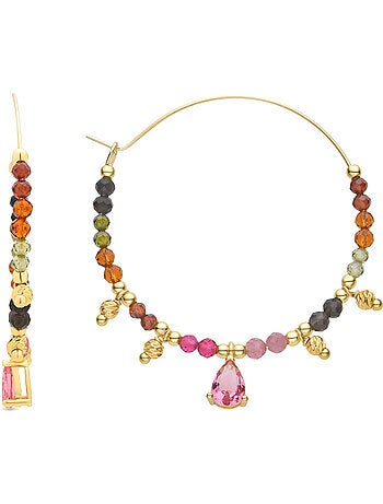 Luxenter Boucles d'oreilles Tourmaline multicolore et plaqué or 18k - Baim