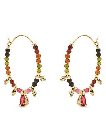 Luxenter Boucles d'oreilles Tourmaline multicolore et plaqué or 18k - Baim