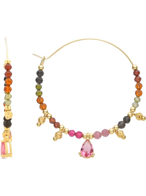 Luxenter Boucles d'oreilles Tourmaline multicolore et plaqué or 18k - Baim - Kiabi