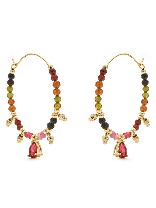 Luxenter Boucles d'oreilles Tourmaline multicolore et plaqué or 18k - Baim - Kiabi