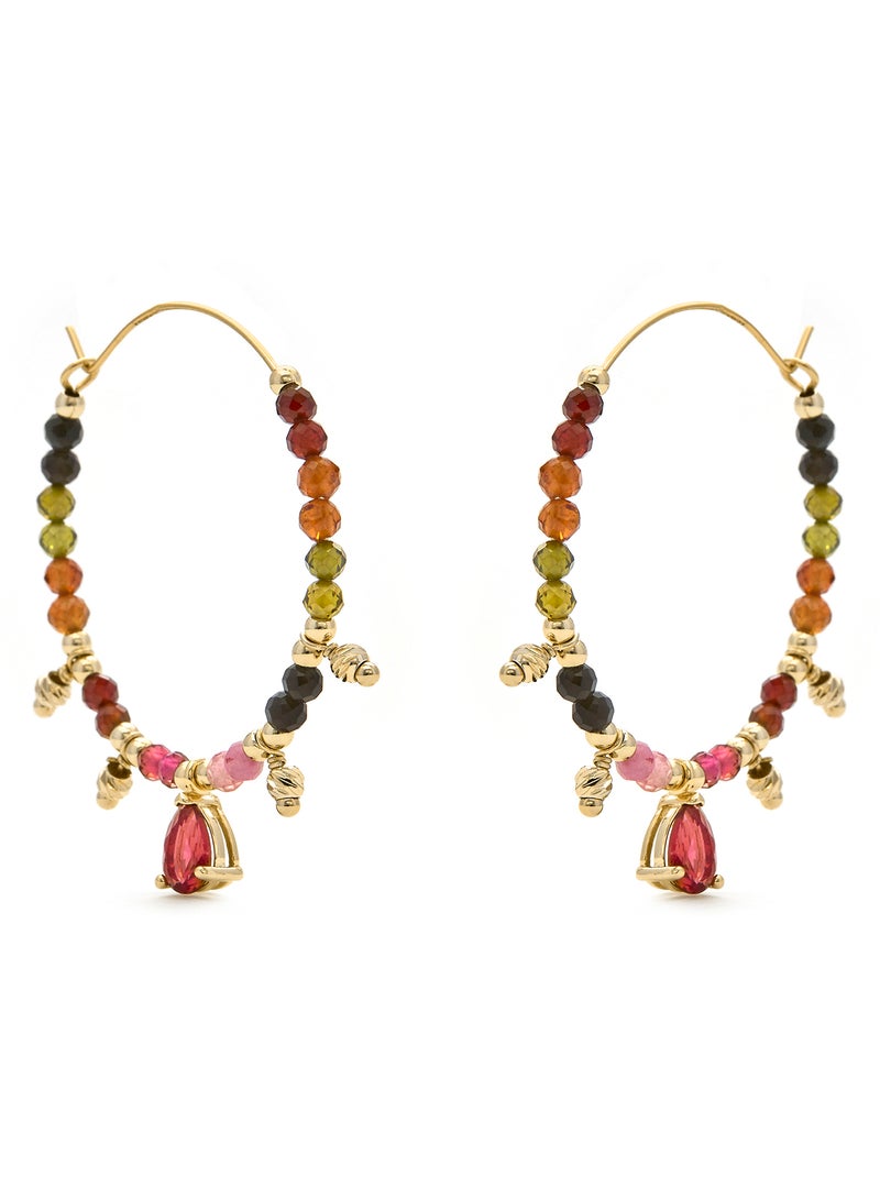 Luxenter Boucles d'oreilles Tourmaline multicolore et plaqué or 18k - Baim Multicolore - Kiabi
