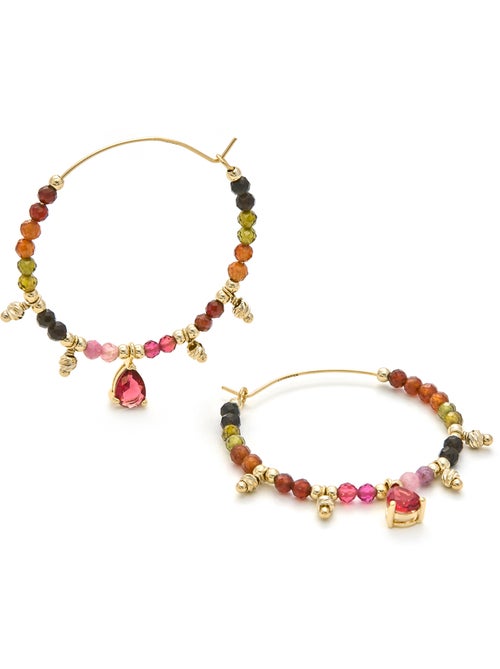 Luxenter Boucles d'oreilles Tourmaline multicolore et plaqué or 18k - Baim - Kiabi