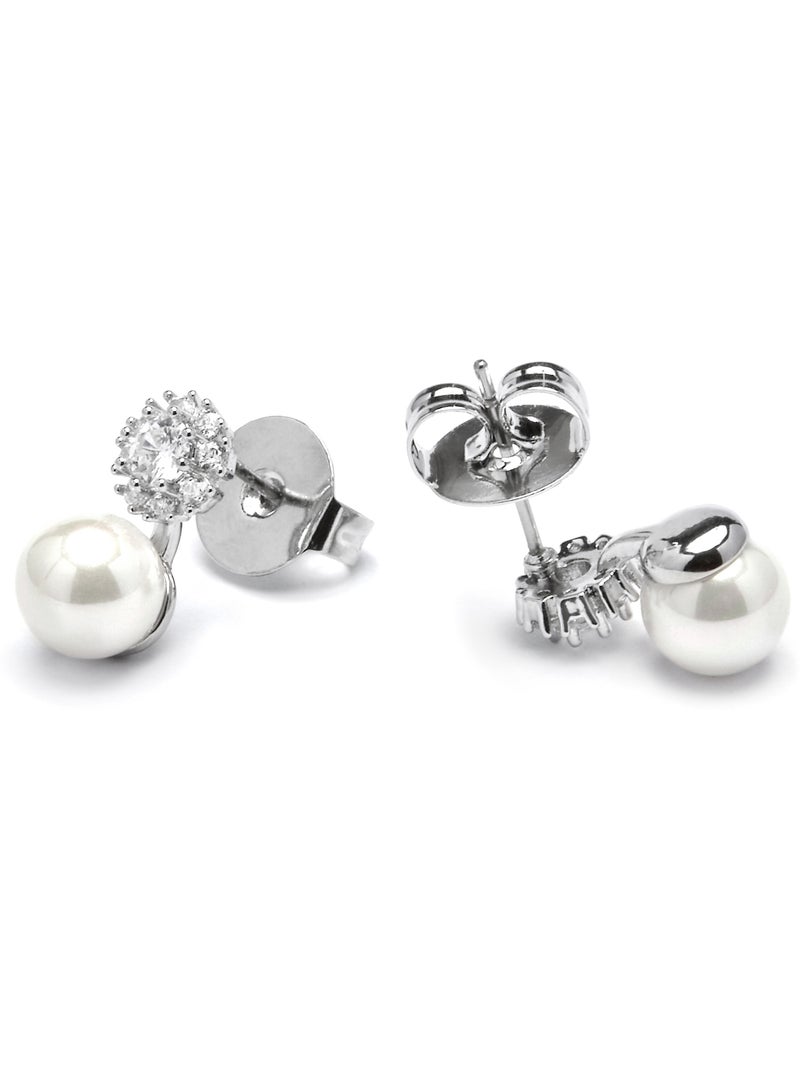 Luxenter Boucles d'oreilles Zioka finition argentée Blanc - Kiabi