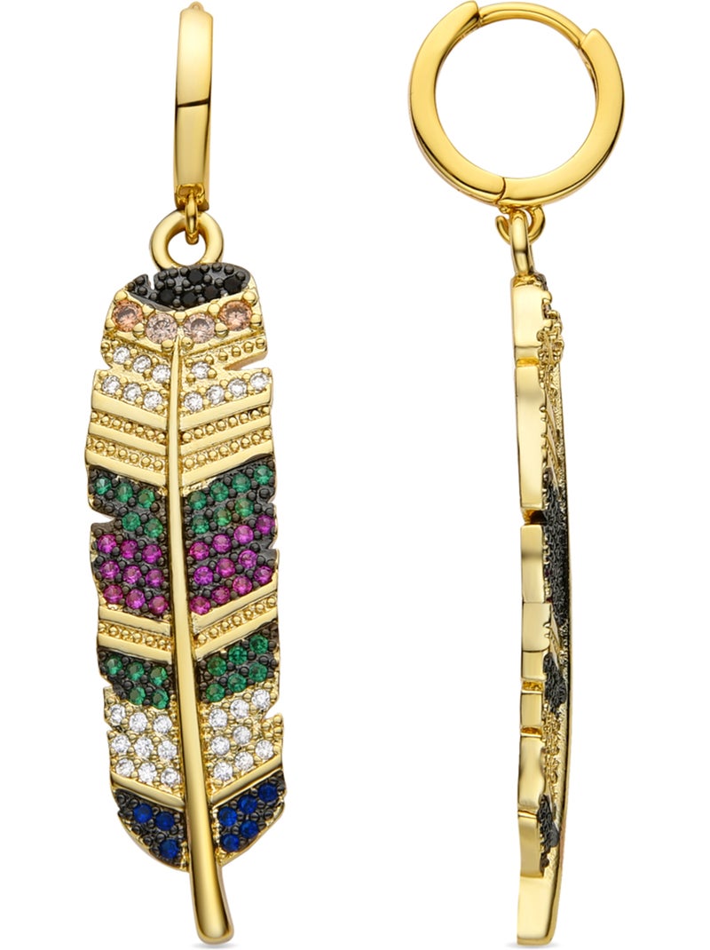 Luxenter Boucles d'oreilles zirconia multicolore et plaqué or 18k - Muisem Multicolore - Kiabi