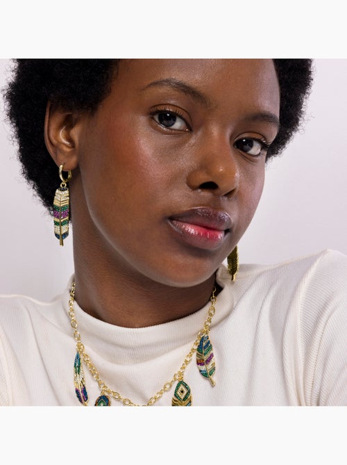 Luxenter Boucles d'oreilles zirconia multicolore et plaqué or 18k - Muisem - Kiabi
