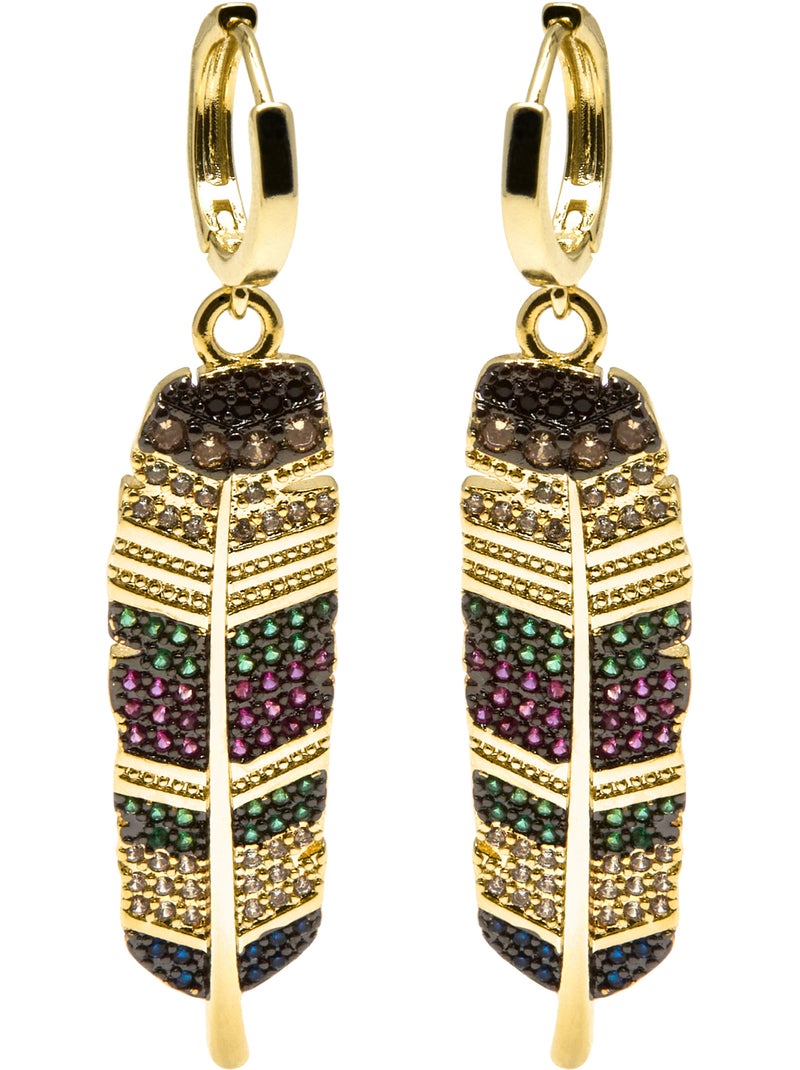 Luxenter Boucles d'oreilles zirconia multicolore et plaqué or 18k - Muisem Multicolore - Kiabi