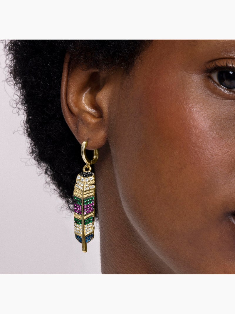 Luxenter Boucles d'oreilles zirconia multicolore et plaqué or 18k - Muisem Multicolore - Kiabi