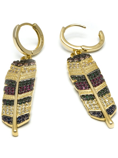 Luxenter Boucles d'oreilles zirconia multicolore et plaqué or 18k - Muisem - Kiabi