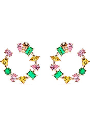 Luxenter Boucles d'oreilles zirconia multicolore finition or jaune 18k - Tapus