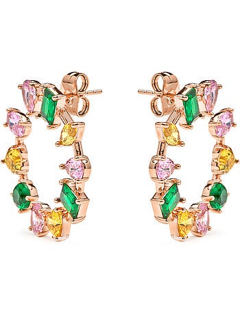 Luxenter Boucles d'oreilles zirconia multicolore finition or jaune 18k - Tapus