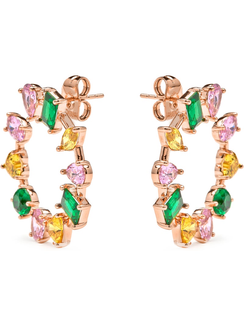 Luxenter Boucles d'oreilles zirconia multicolore finition or jaune 18k - Tapus Argent - Kiabi