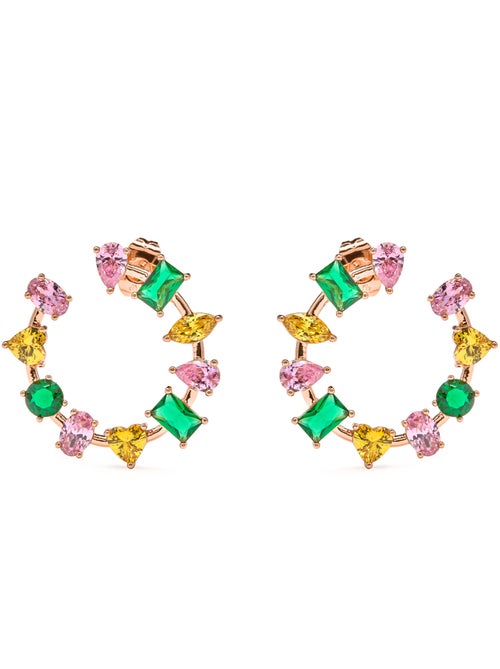 Luxenter Boucles d'oreilles zirconia multicolore finition or jaune 18k - Tapus - Kiabi Luxenter Boucles d'oreilles zirconia multicolore finition or jaune 18k - Tapus - Kiabi