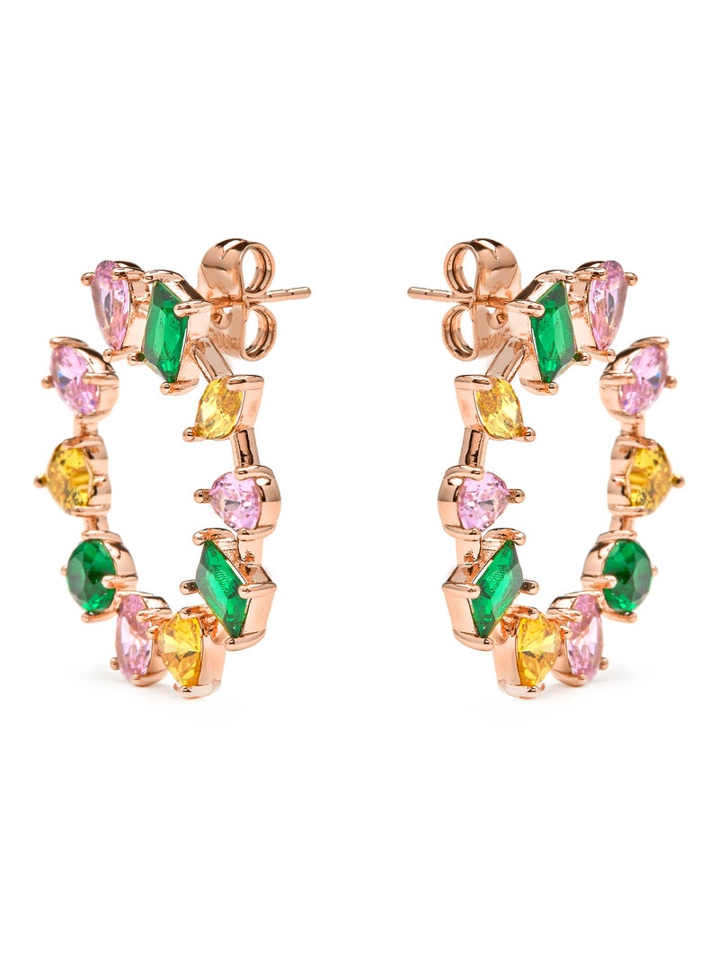 Luxenter Boucles d'oreilles zirconia multicolore finition or jaune 18k - Tapus Gris - Kiabi