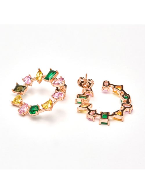 Luxenter Boucles d'oreilles zirconia multicolore finition or jaune 18k - Tapus - Kiabi Luxenter Boucles d'oreilles zirconia multicolore finition or jaune 18k - Tapus - Kiabi
