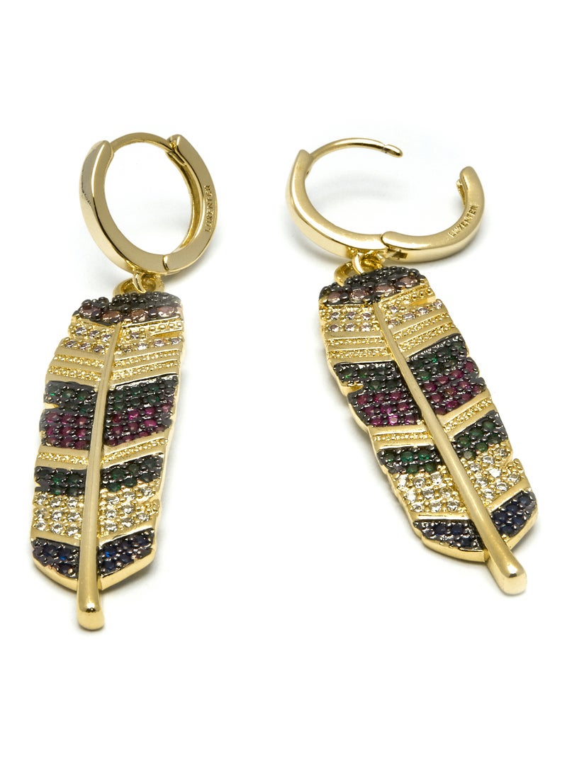 Luxenter Boucles d'oreilles zirconia multicolore plaqué or jaune 18 carats - Muisem Multicolore - Kiabi